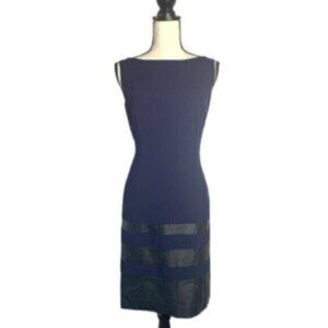 Lauren Ralph Lauren Navy Blue Sleeveless Knee Length Sheath Dress